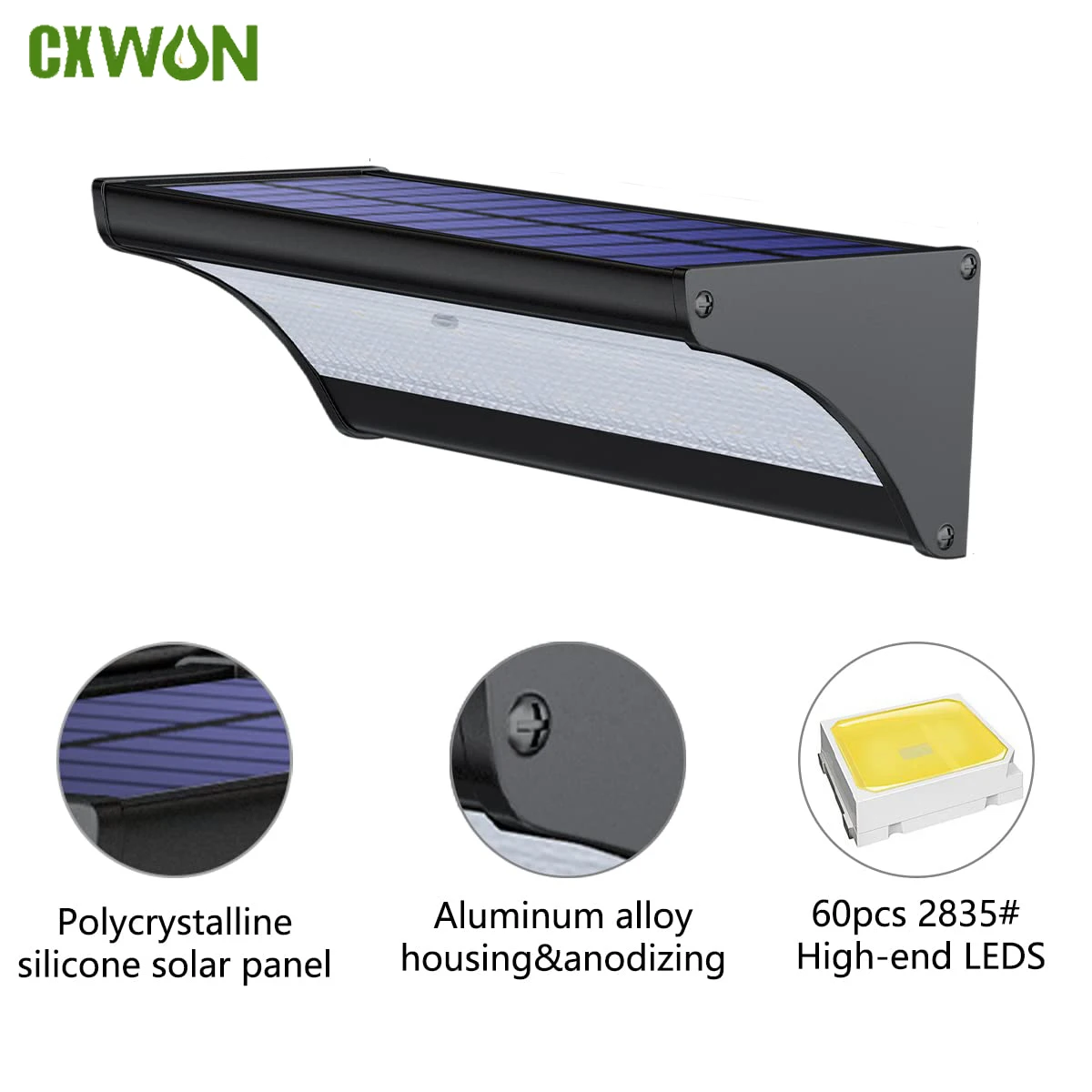 Outdoor Lighting Experts - 60/48Led 屋外ソーラーウォールライトソーラーフラッドライトモーションセンサー防水壁ランプ金属ハウジング 1100LM 庭の照明用