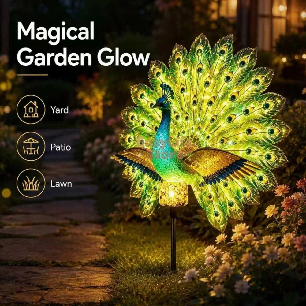 Outdoor Lighting Construction - ソーラーピーコックガーデンスカルプチャー、自動点灯LED付き屋外装飾ライト、ソーラーガーデンスカルプチャー（動く）、IP44全天候型防水