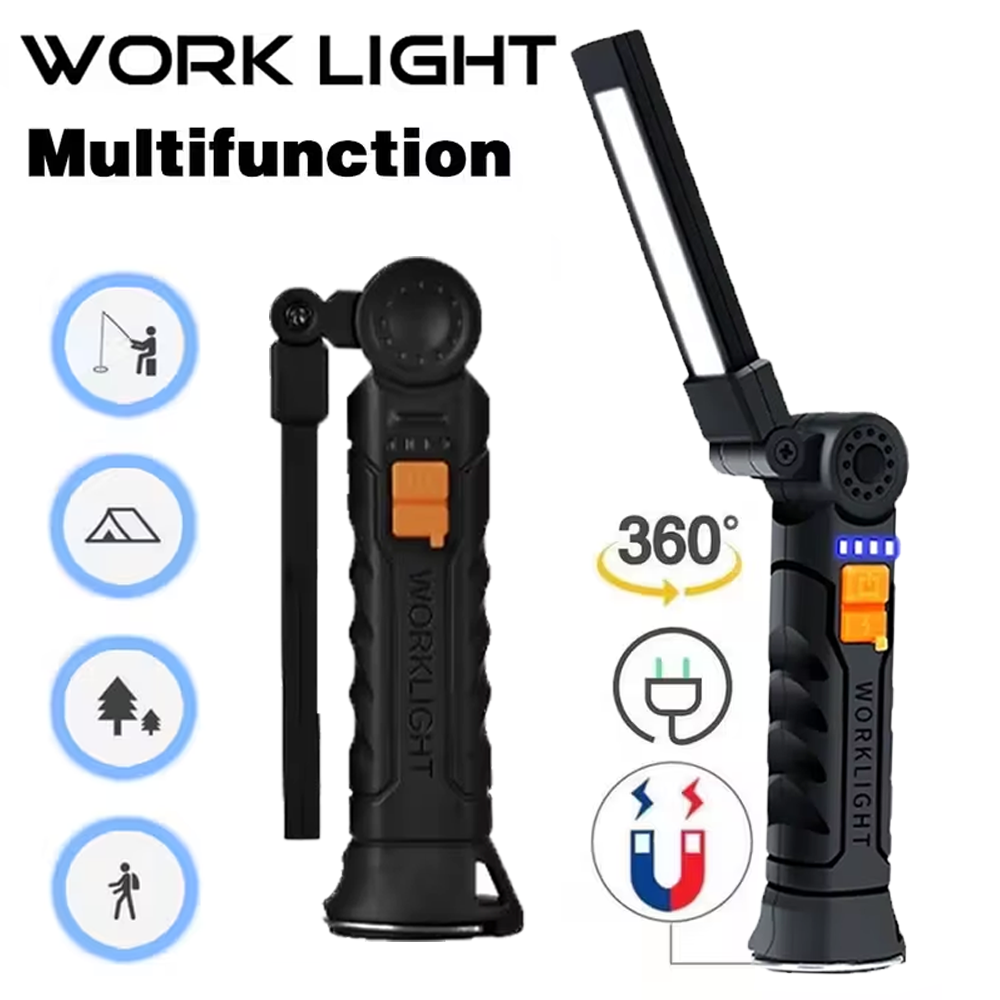 Outdoor Lighting Rechargeable - ポータブル COB LED 懐中電灯 USB 充電式トーチ、磁気緊急作業灯、内蔵バッテリー付き、アウトドアキャンプ用