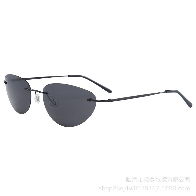 Outdoor Lighting Trends - 新型チタン超軽量偏光リムレスキャットアイサングラス男女兼用2024高品質トレンド商品調光レンズ