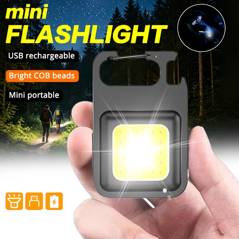 Outdoor Lighting Rechargeable - ポータブルキーホルダーライトミニ多機能キャンプ懐中電灯USB充電式作業用LED明るいCOBポケットクリップランタン