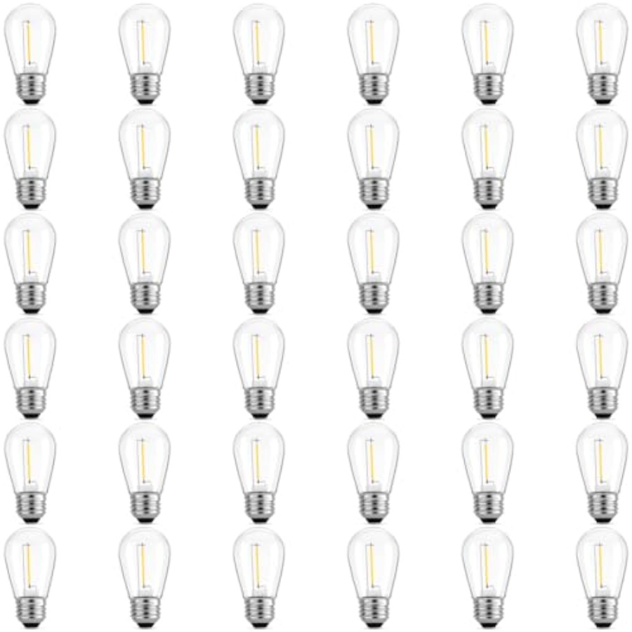 Outdoor Lighting Rechargeable - 36 パック S14 LED 電球、屋外ストリングライト用、飛散防止交換用エジソン電球、パティオストリングライト用、屋外防水