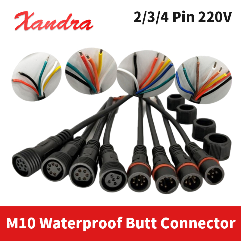 Outdoor Lighting Led Strip - M10防水コネクター、2ピン、3ピン、4ピン、220Vケーブル延長用。屋外用LEDストリップライト、自動車、船舶、海洋用センサー接続プラグ。