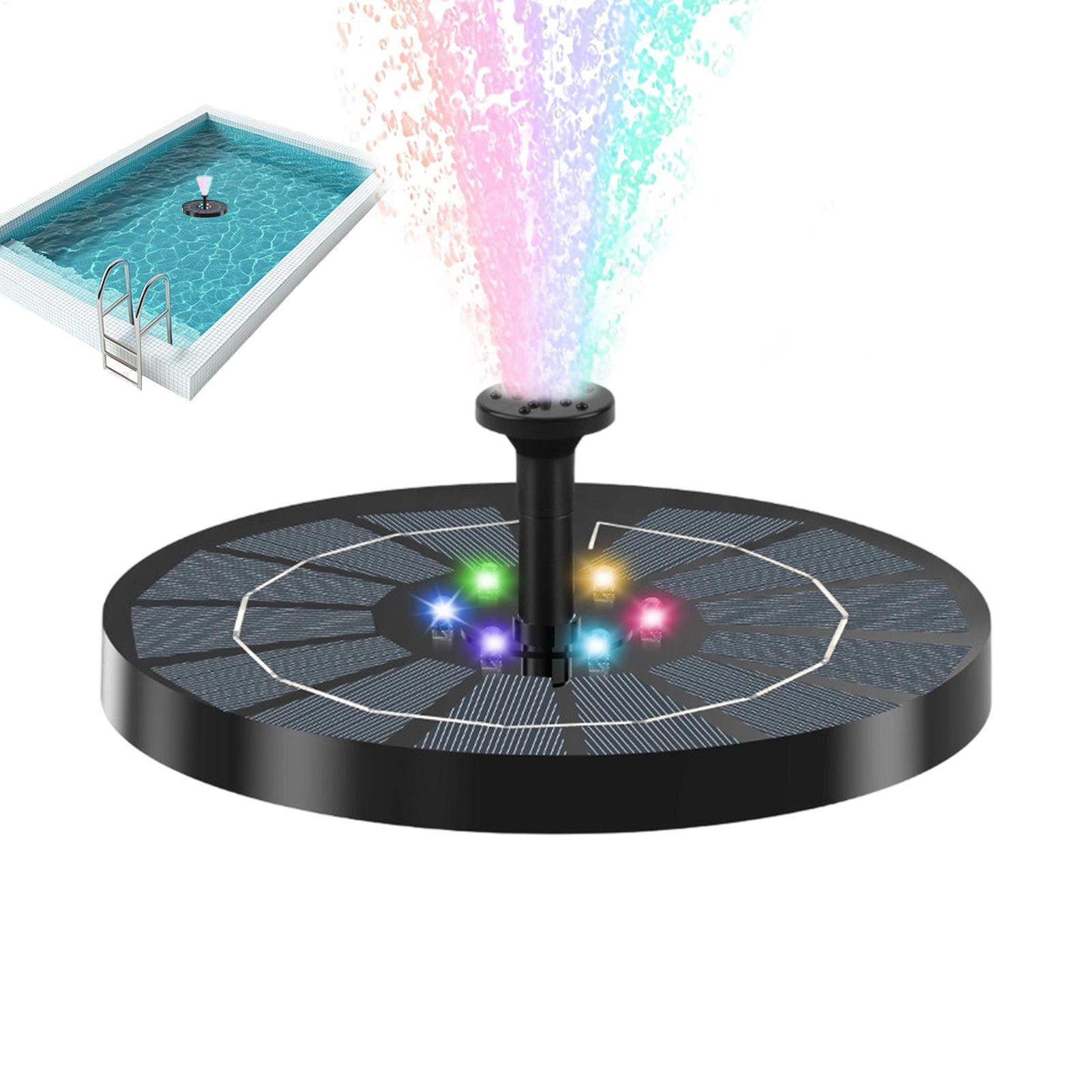 Outdoor Lighting Deck - ライト付きバードバス噴水、ソーラー式フローティングウォーターポンプ18cm、屋外ガーデン、水槽、プールデッキ用