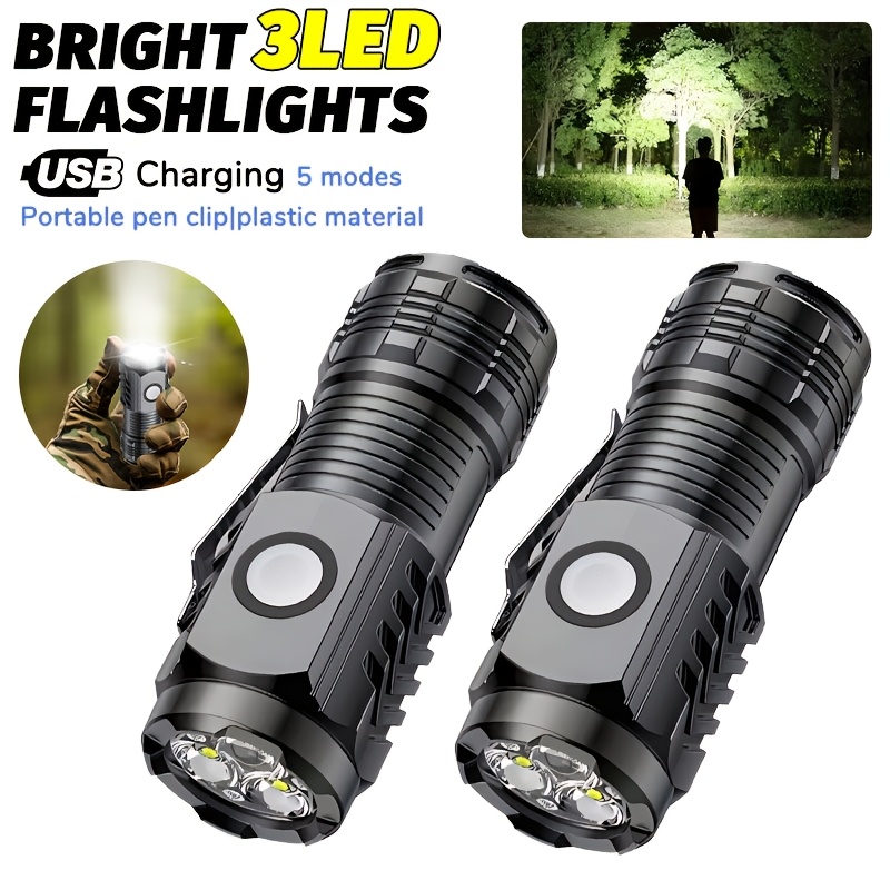 Outdoor Lighting Construction - ポータブルミニ LED ハンドヘルド懐中電灯強力な指先トーチ屋外防水ハイキングキャンプフラッシュライトペンクリップ付き