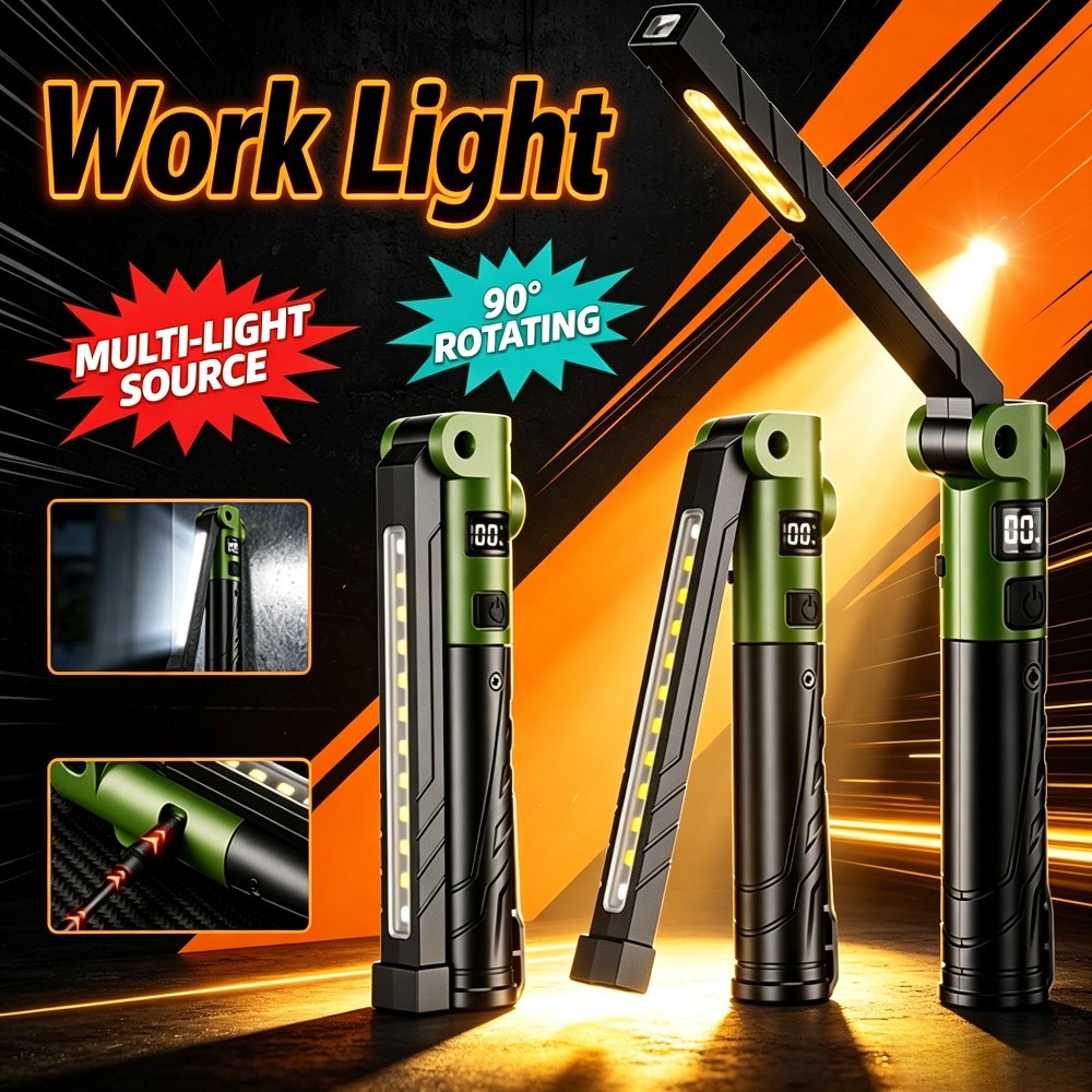 Outdoor Lighting Rechargeable - 長時間使用可能な超高輝度屋外用懐中電灯、携帯用折りたたみ式多機能充電式トーチ、車両メンテナンス用