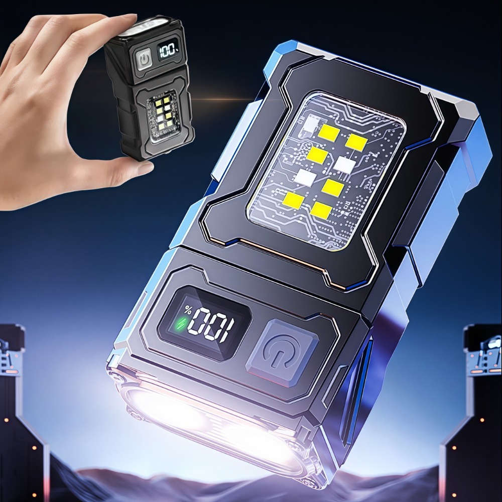 Outdoor Lighting Rechargeable - 充電式ミニLED懐中電灯、マグネットクリップ付き作業灯、キーホルダーライト、ポケットEDCトーチ、アウトドアキャンプ、ハイキング、釣り用