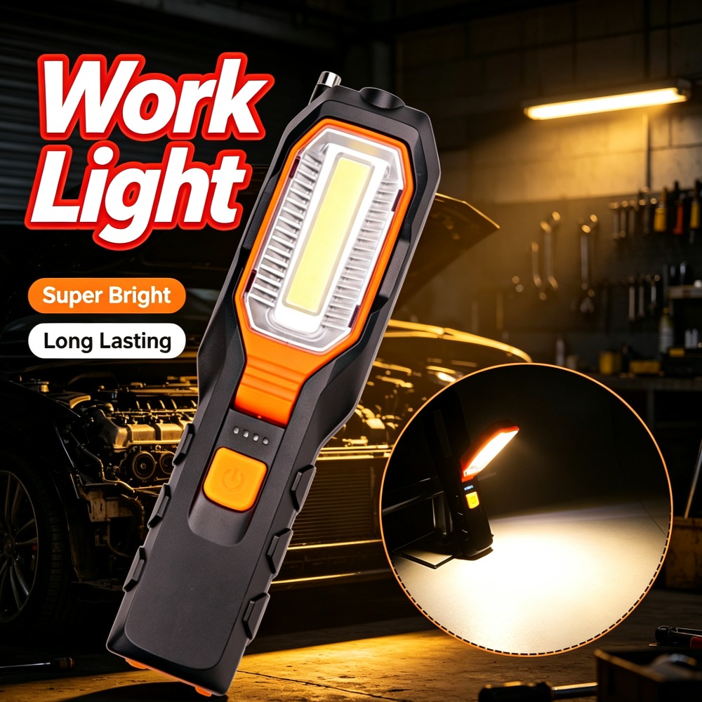 Outdoor Lighting Rechargeable - 新しいLED作業灯、内蔵バッテリー、USB充電式、磁気回転式アンテナ付き、屋外メンテナンス用トーチ