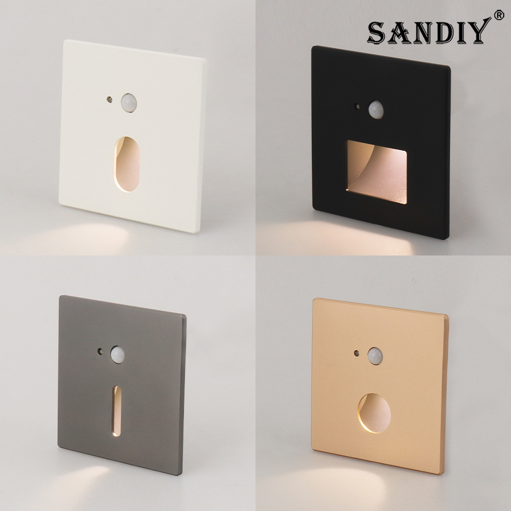 Outdoor Lighting On Stairs - SANDIY タイプ86 磁気インテリジェントセンサーライト 階段フットライト 廊下通路ステップサイドウォール埋め込み型