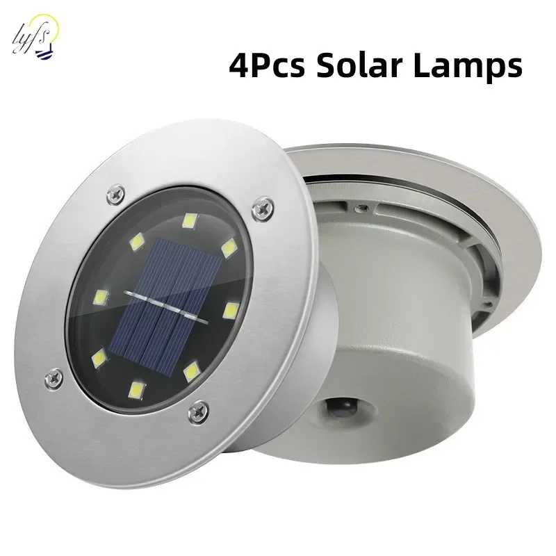 Outdoor Lighting Experts - 8つのLEDフロアライト,ソーラーパネル,屋外照明,地下照明,庭に最適,4ユニット