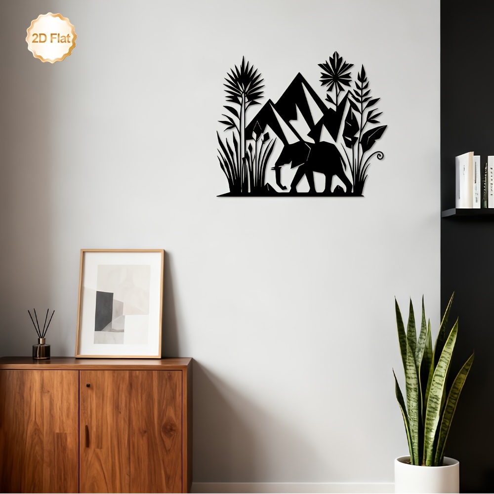 CIFBUY 鉄製の壁飾り、トロピカルな象と山をモチーフにし - Outdoor Lighting Art のレビューと価格