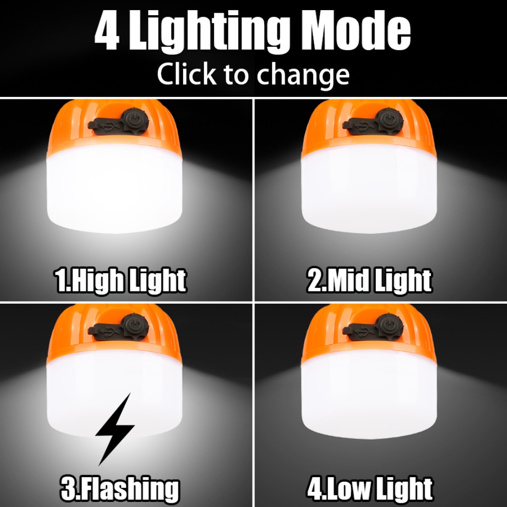 ポータブルミニキャンプランプ 4つの照明モード フック付き  - Outdoor Lighting Rechargeable のレビューと価格
