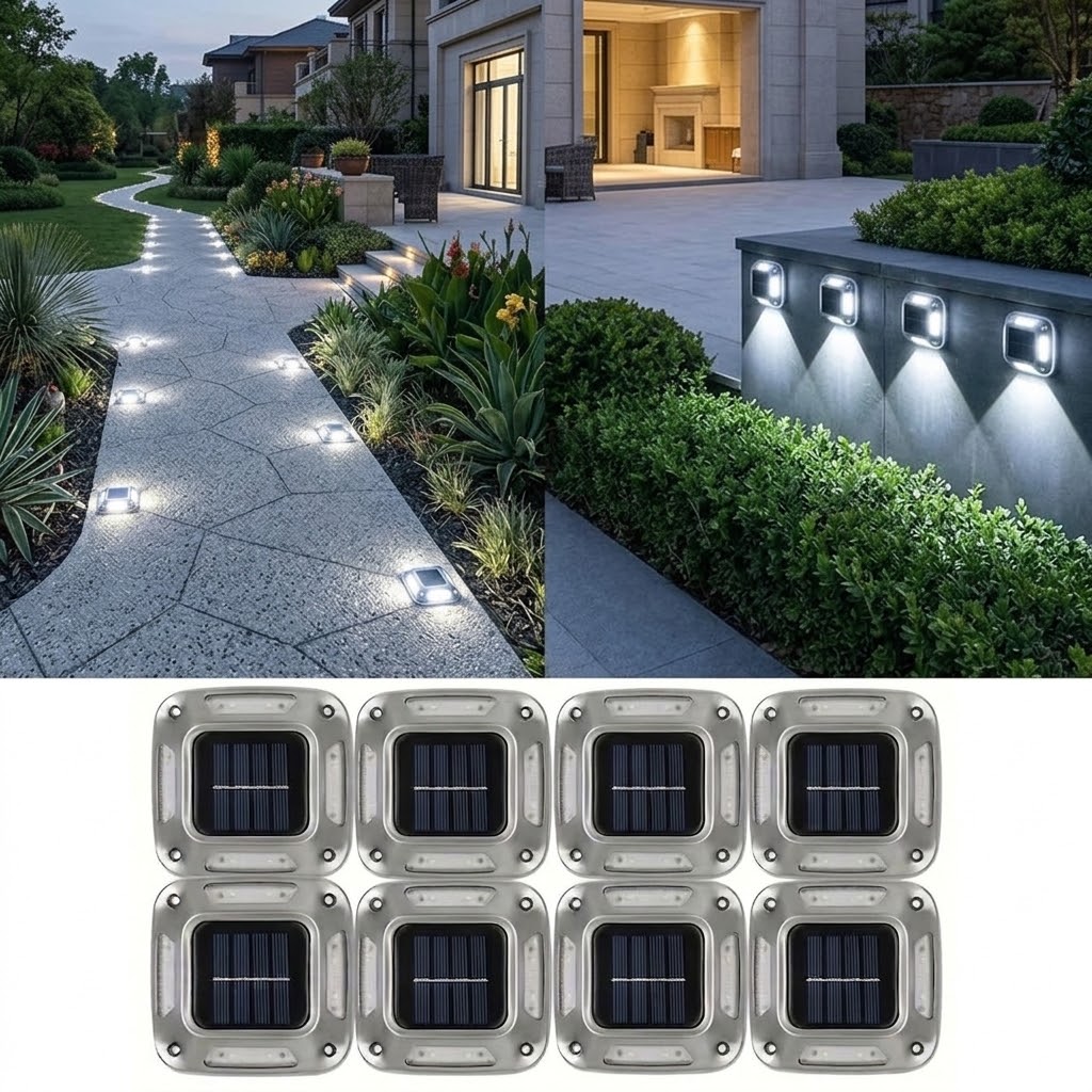 8個入りソーラーパスライト 屋外防水 スクエア型 地面通路  - Outdoor Lighting On Stairs のレビューと価格
