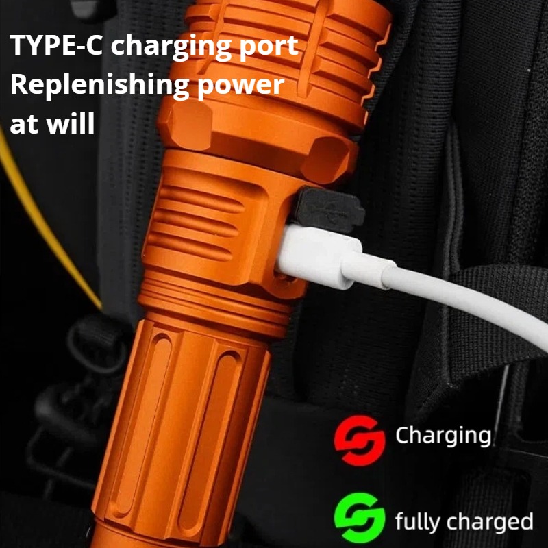 強力な光 LED 懐中電灯ズーム可能 TYPE-C 充電式屋 - Outdoor Lighting Rechargeable のレビューと価格