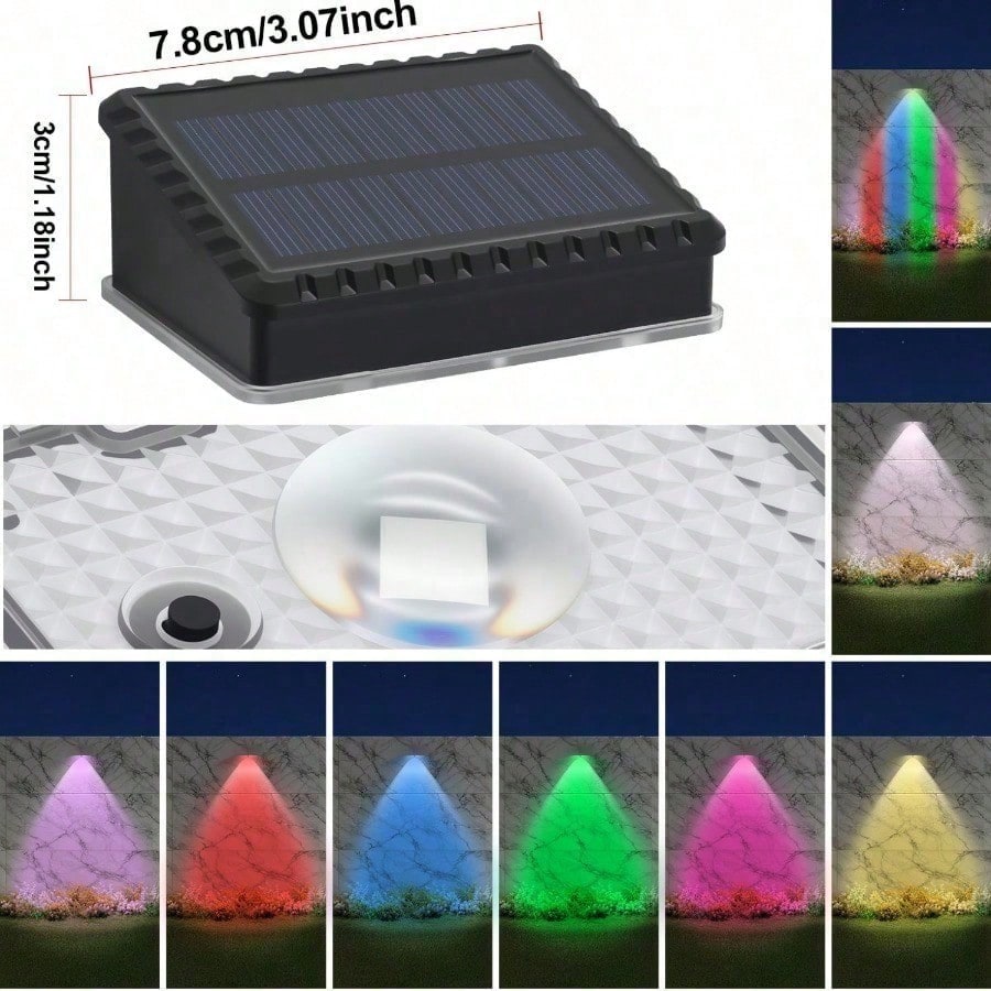 4個入りソーラーフェンスライト、屋外用防水仕様。RGBカラー - Outdoor Lighting Deck のレビューと価格