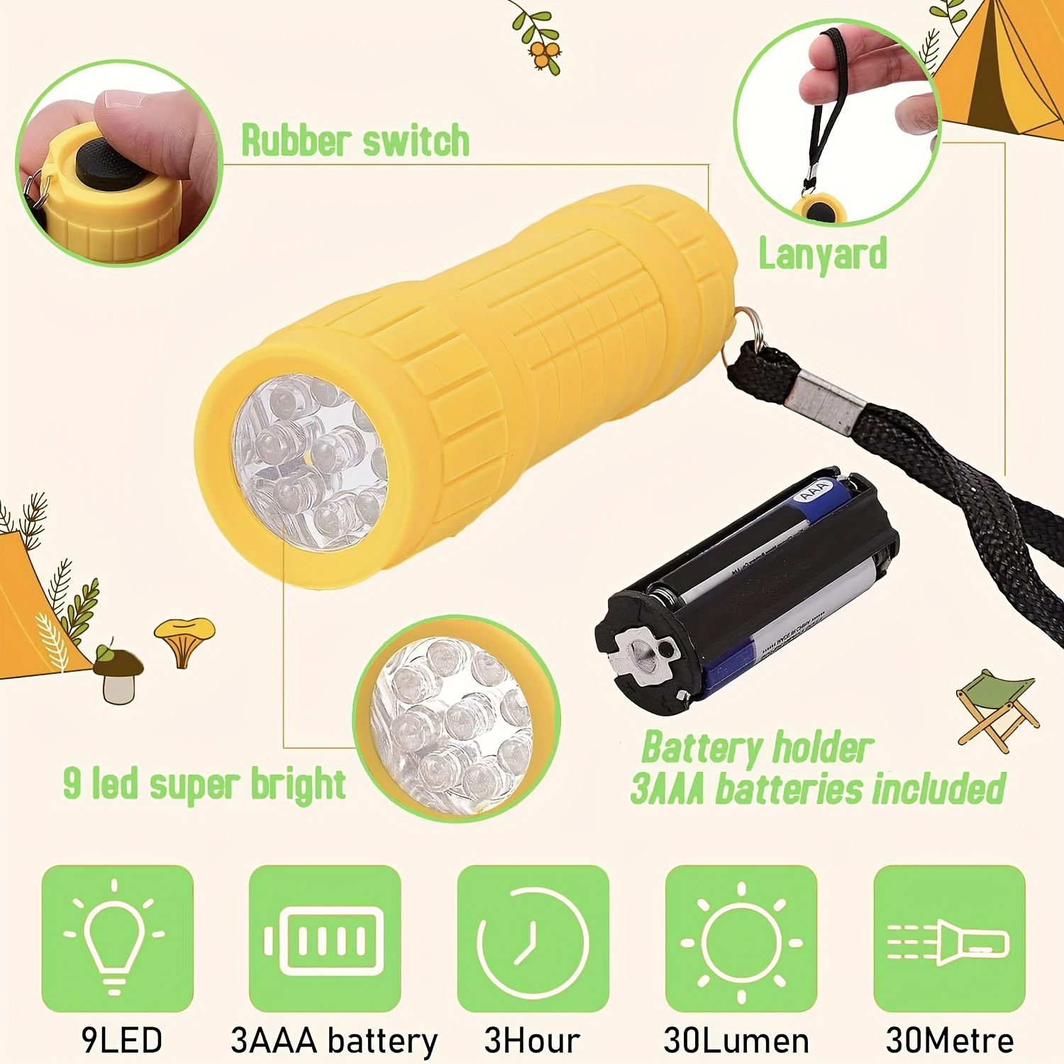 ミニポータブル懐中電灯 9 XPE ランプビーズ 3 * A - Outdoor Lighting Bollards のレビューと価格