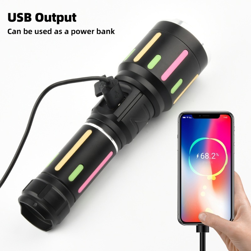 ハイパワー白色光蛍光懐中電灯充電式ズーム可能長距離懐中電灯屋 - Outdoor Lighting Rechargeable のレビューと価格