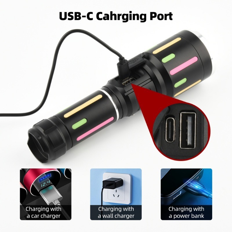 ハイパワー白色光蛍光懐中電灯充電式ズーム可能長距離懐中電灯屋 - Outdoor Lighting Rechargeable のレビューと価格