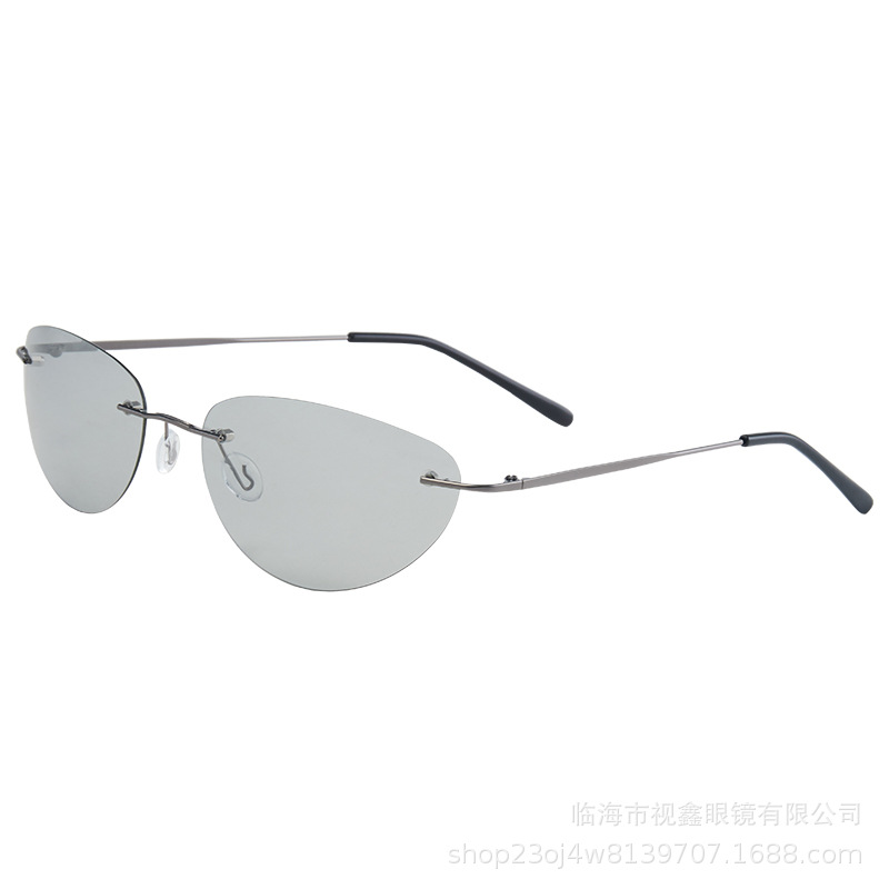 新型チタン超軽量偏光リムレスキャットアイサングラス男女兼用2 - Outdoor Lighting Trends のレビューと価格