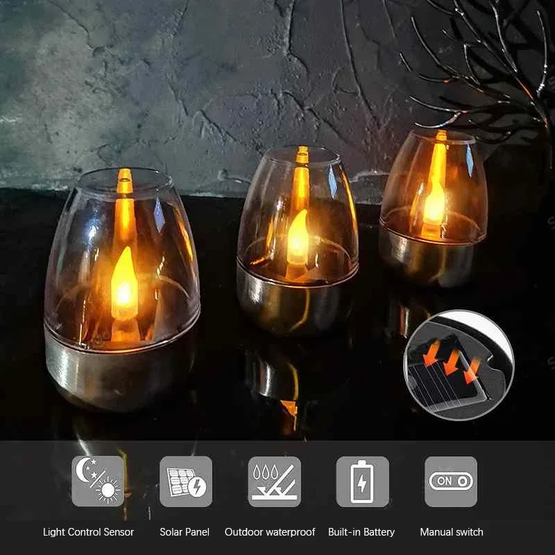 LED ステンレス鋼ソーラーキャンドルライト屋外パティオガー - Outdoor Lighting Deck のレビューと価格