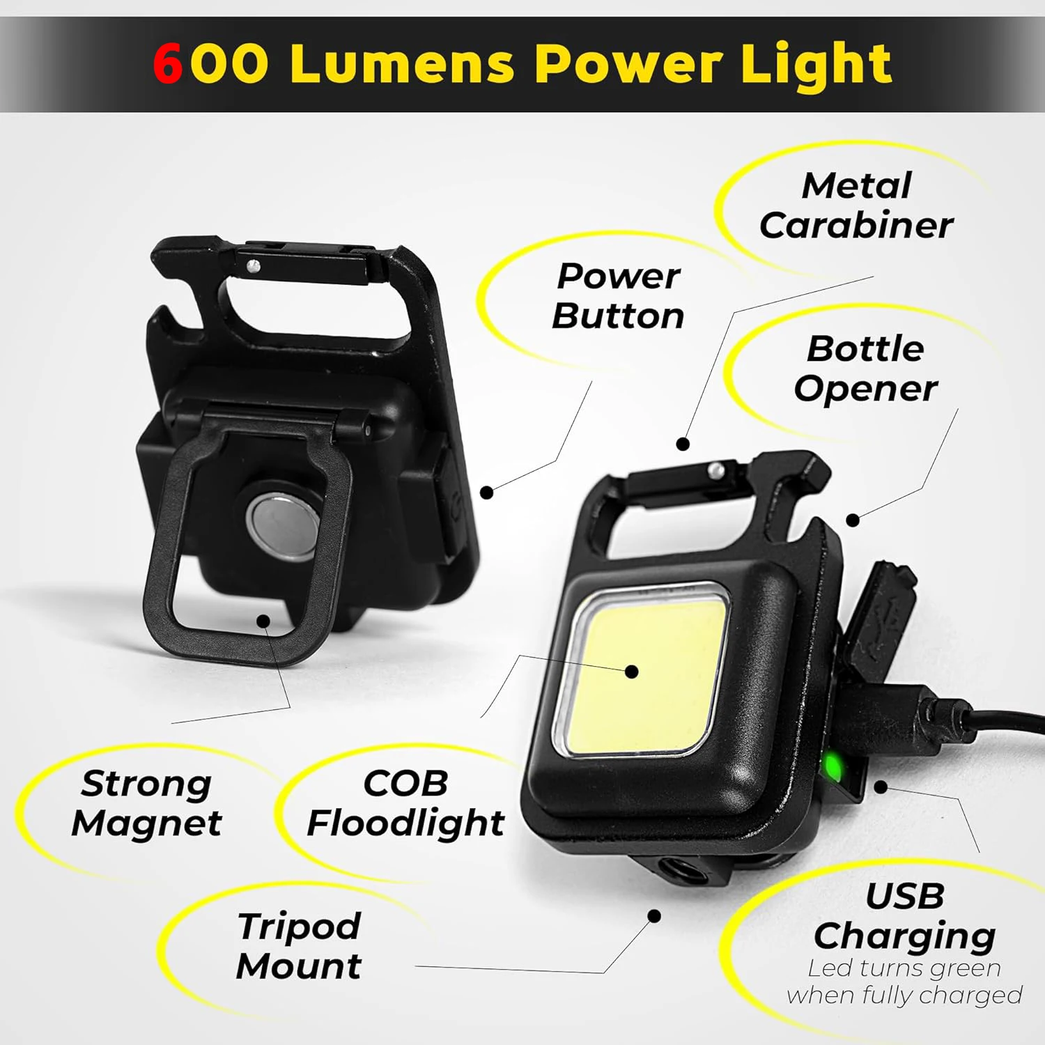 ポータブルキーホルダーライトミニ多機能キャンプ懐中電灯USB - Outdoor Lighting Rechargeable のレビューと価格