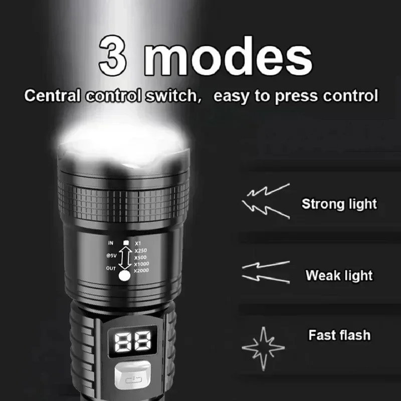 P50高輝度懐中電灯 LEDビーズ デジタルバッテリー表示  - Outdoor Lighting Construction のレビューと価格