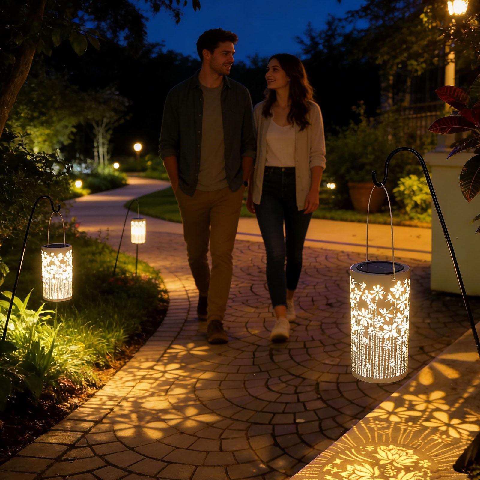 ソーラーランタン装飾的なカラフルな金属製フラワーライトソーラ - Outdoor Lighting Landscape のレビューと価格