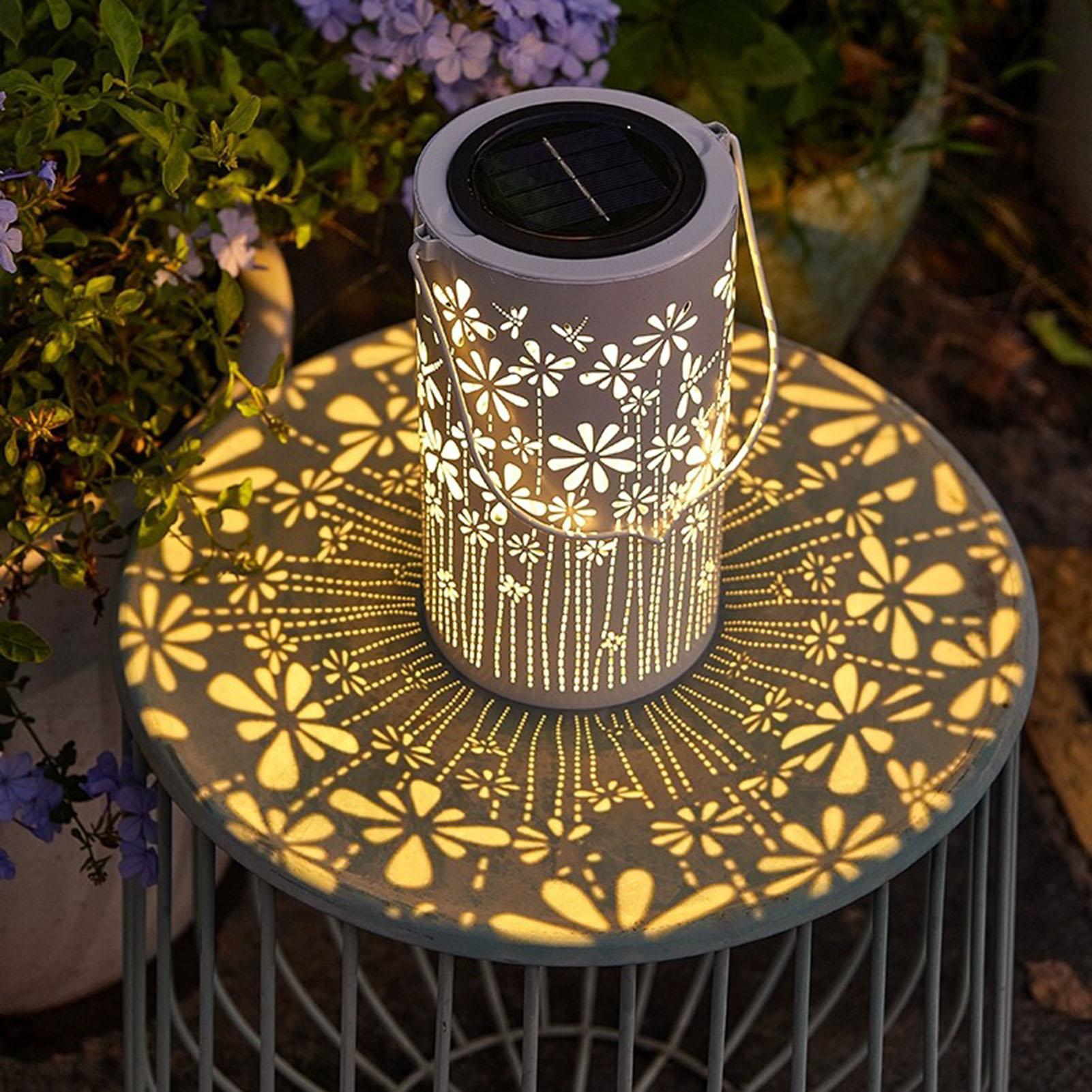 ソーラーランタン装飾的なカラフルな金属製フラワーライトソーラ - Outdoor Lighting Landscape のレビューと価格