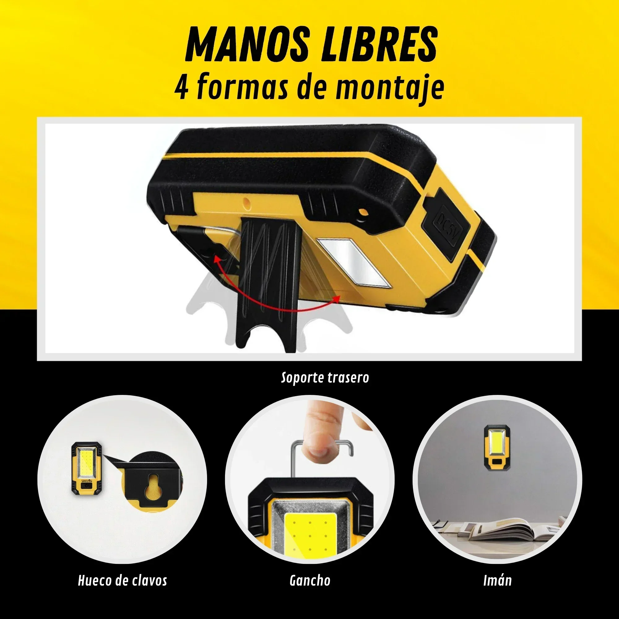 ポータブル4000mAh充電式作業灯 超高輝度COB懐中電灯 - Outdoor Lighting Rechargeable のレビューと価格