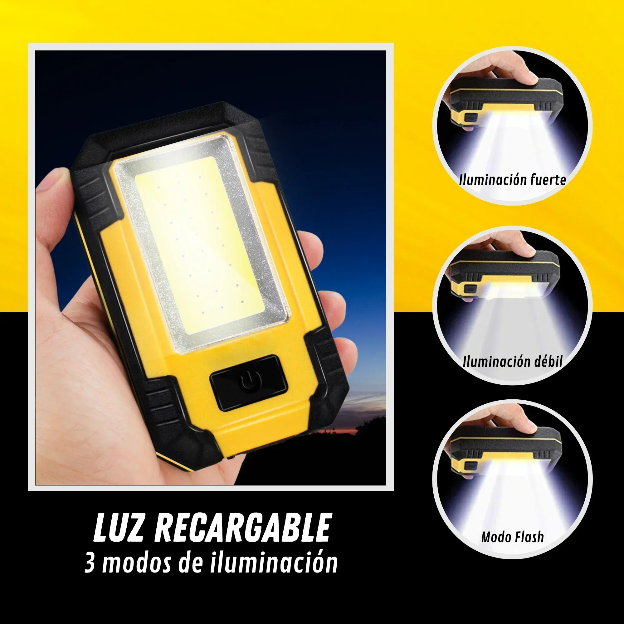 ポータブル4000mAh充電式作業灯 超高輝度COB懐中電灯 - Outdoor Lighting Rechargeable のレビューと価格
