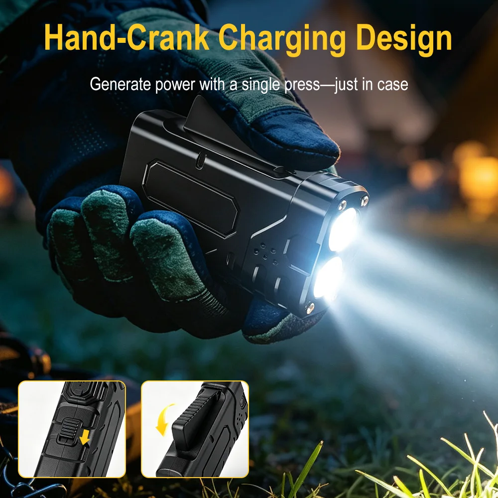 BORUIiT ハンドクランク EDC LED フラッシュラ - Outdoor Lighting Construction のレビューと価格