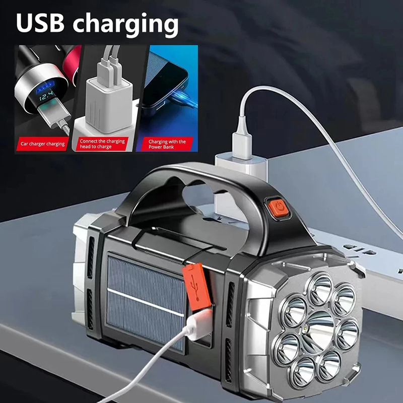 ポータブル強力な USB 充電式懐中電灯ソーラー LED ラ - Outdoor Lighting Rechargeable のレビューと価格