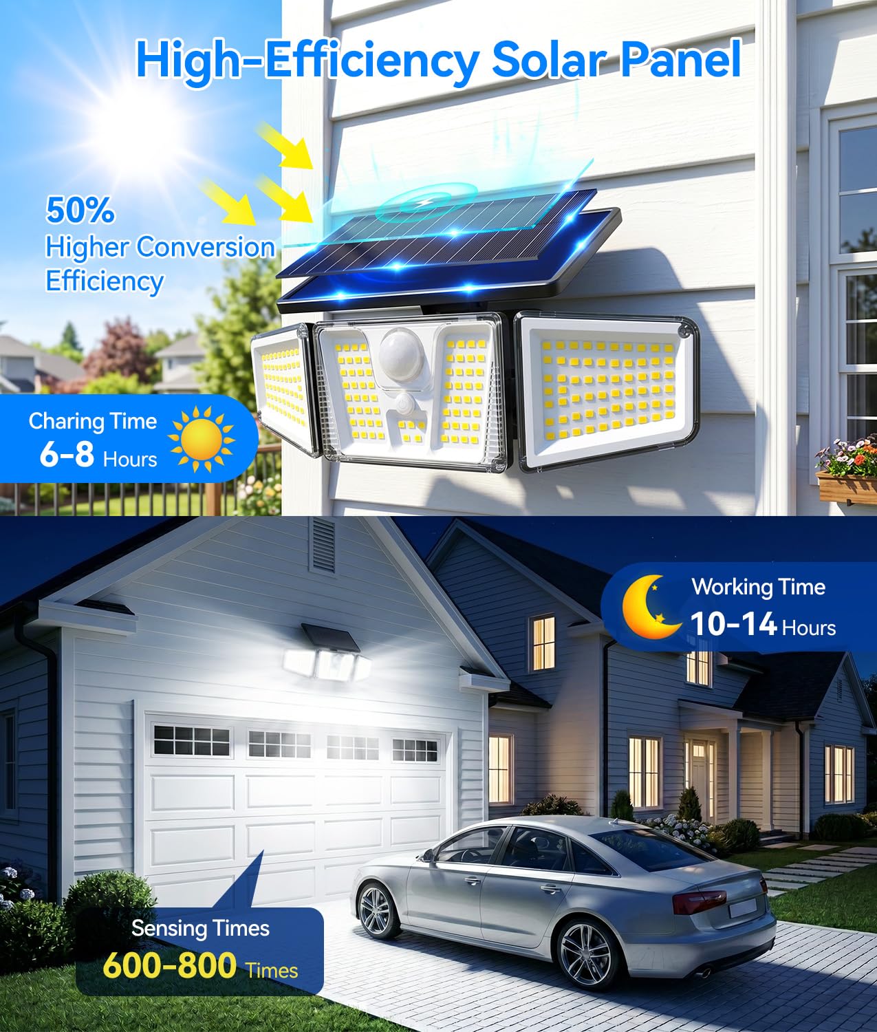 ソーラーフラッドライト、210 LEDモーションセンサー屋外 - Outdoor Lighting Experts のレビューと価格