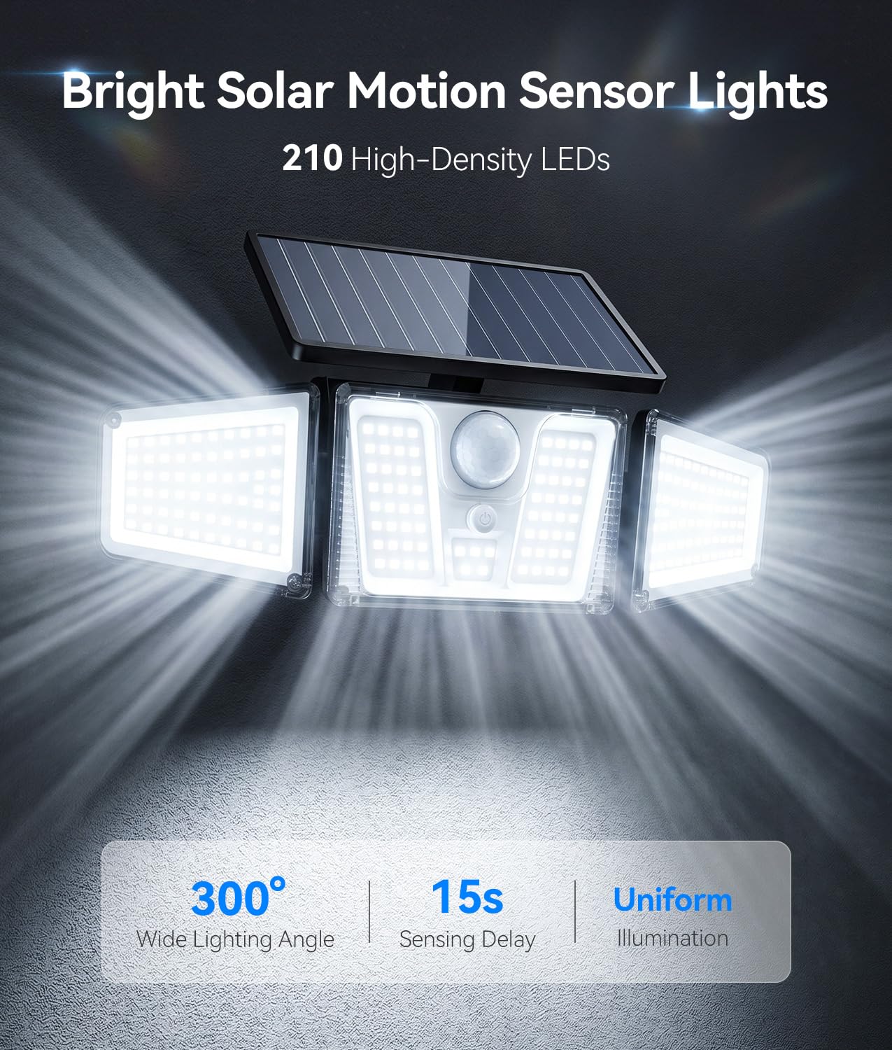 ソーラーフラッドライト、210 LEDモーションセンサー屋外 - Outdoor Lighting Experts のレビューと価格
