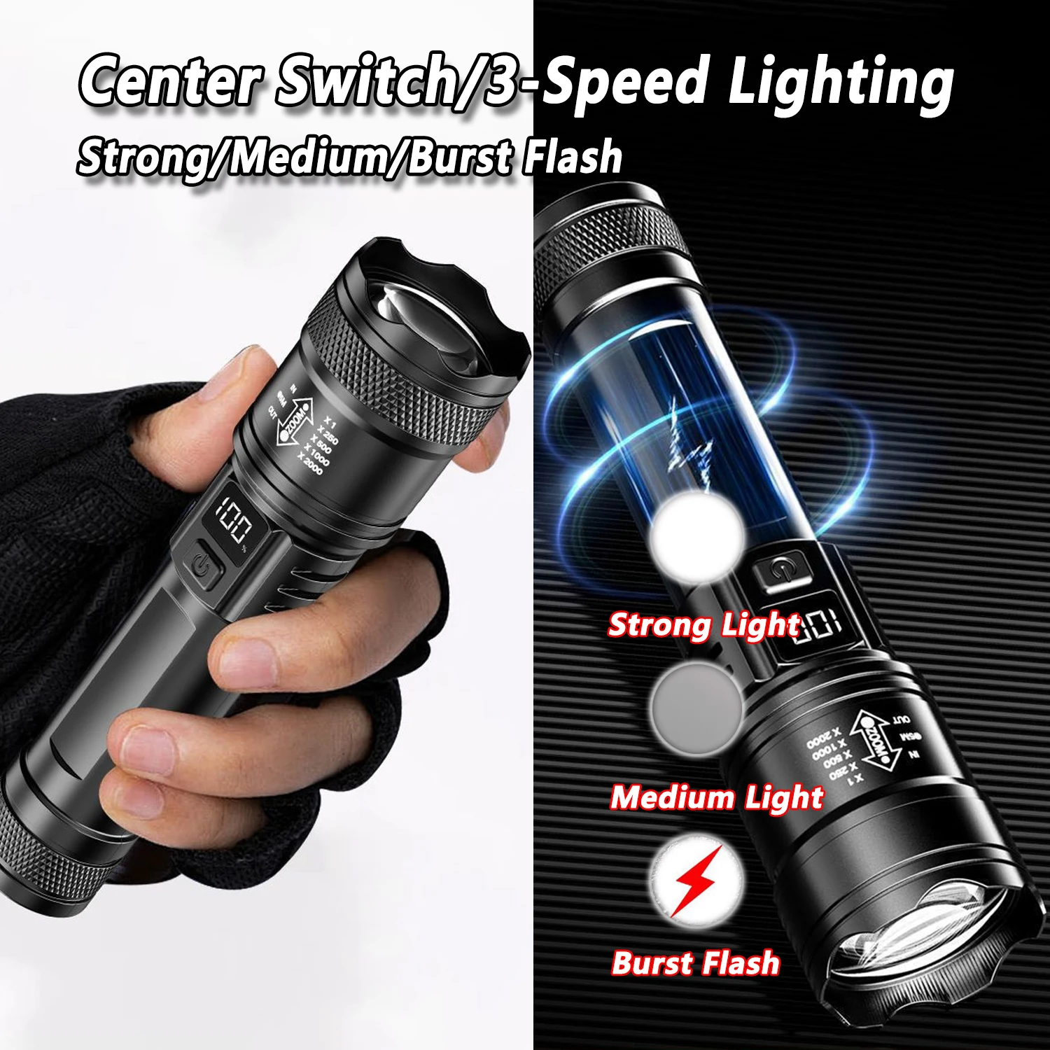 超高輝度 LED 懐中電灯 2000LM Type-C 充電 - Outdoor Lighting Bollards のレビューと価格