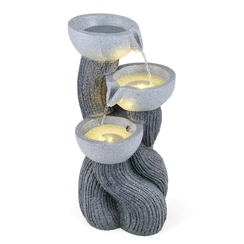3段式屋外噴水 LEDライト付き 高さ18.5インチ パティ - Outdoor Lighting Deck のレビューと価格