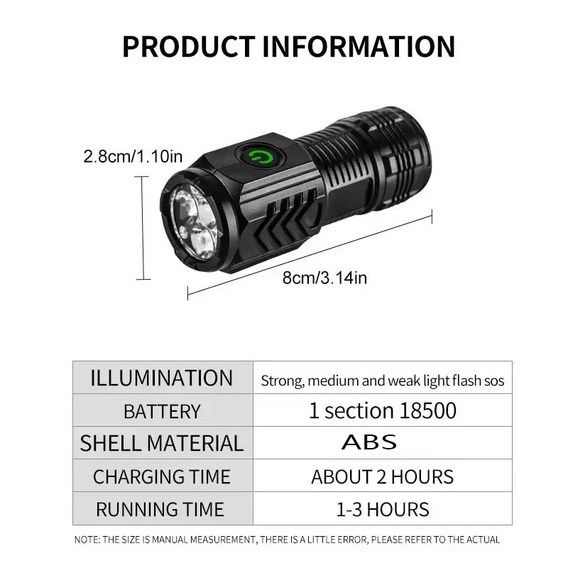 ペンクリップ付きミニ3LED懐中電灯、夜間歩行、ポータブル明 - Outdoor Lighting Construction のレビューと価格