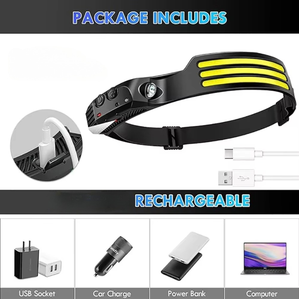 COB LED 誘導ヘッドランプ USB 充電式ランプ 内蔵 - Outdoor Lighting Bollards のレビューと価格